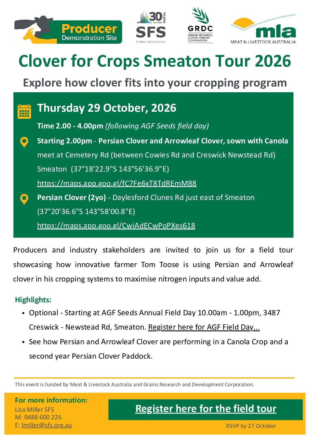 Clover for Crops Smeaton Tour